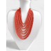 Necklace Korali of ceramic beads red 7 threads